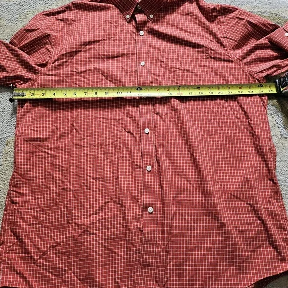 LL Bean Traditional Fit Long Sleeve Button Down Red  Check Mens Large - Picture 11 of 11